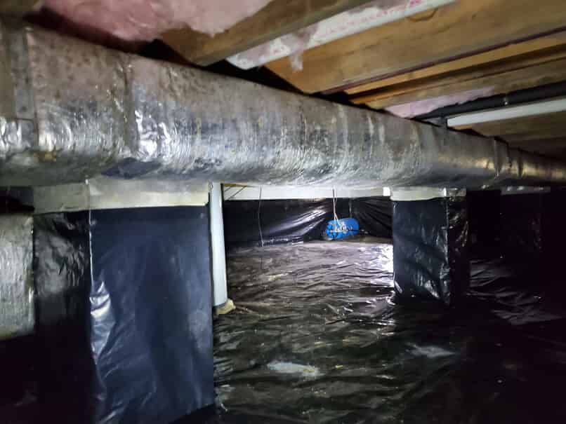 Crawl space with water damage